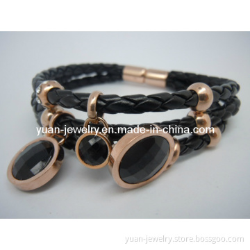 Leather and Stainless Steel Bracelet (LSSB007)